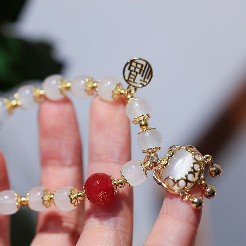 Fortune Jewel Windmill Chinese Lock Charm Fu Character Blessing Bracelet