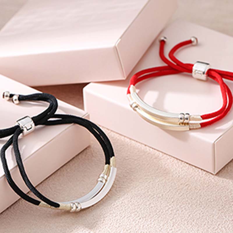 Fortune Jewel 925 Sterling Silver Red String Layered Braid Bracelet - Fortune Jewel