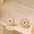 Fortune Jewel Enamel Flower Luck Earrings