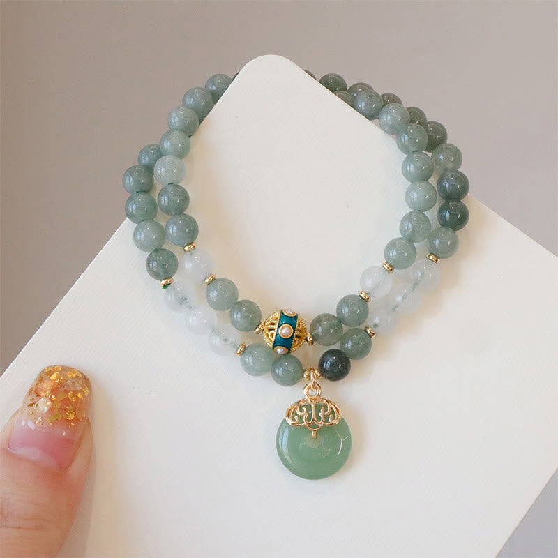 Fortune Jewel Single Double Layer Jade Peace Buckle Luck Bracelet