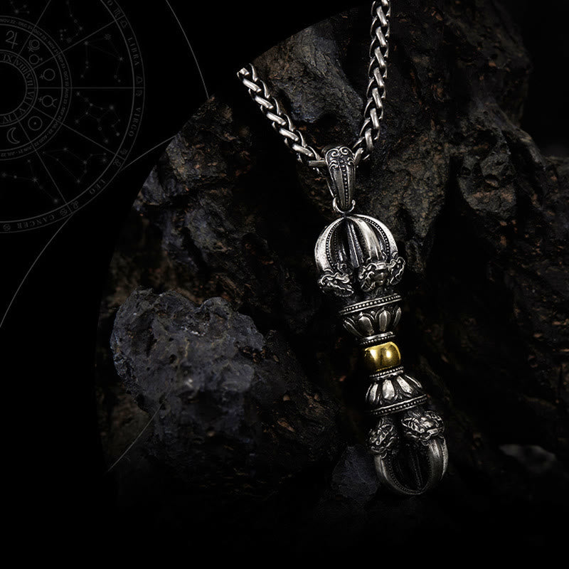 Fortune Jewel Tibetan Dorje Vajra Design Wealth Necklace Pendant