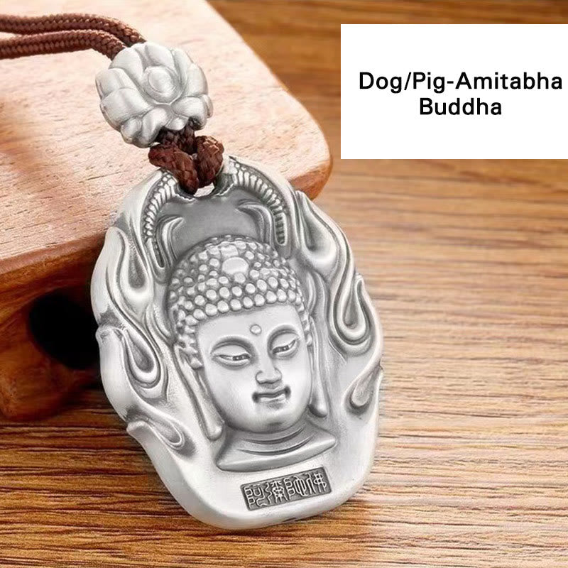 Fortune Jewel Chinese Zodiac Natal Buddha Om Mani Padme Hum Lotus Compassion Necklace Pendant Fortune Jewel