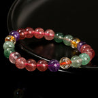 Fortune Jewel Natural Multicolored Strawberry Quartz Love Healing Beaded Bracelet