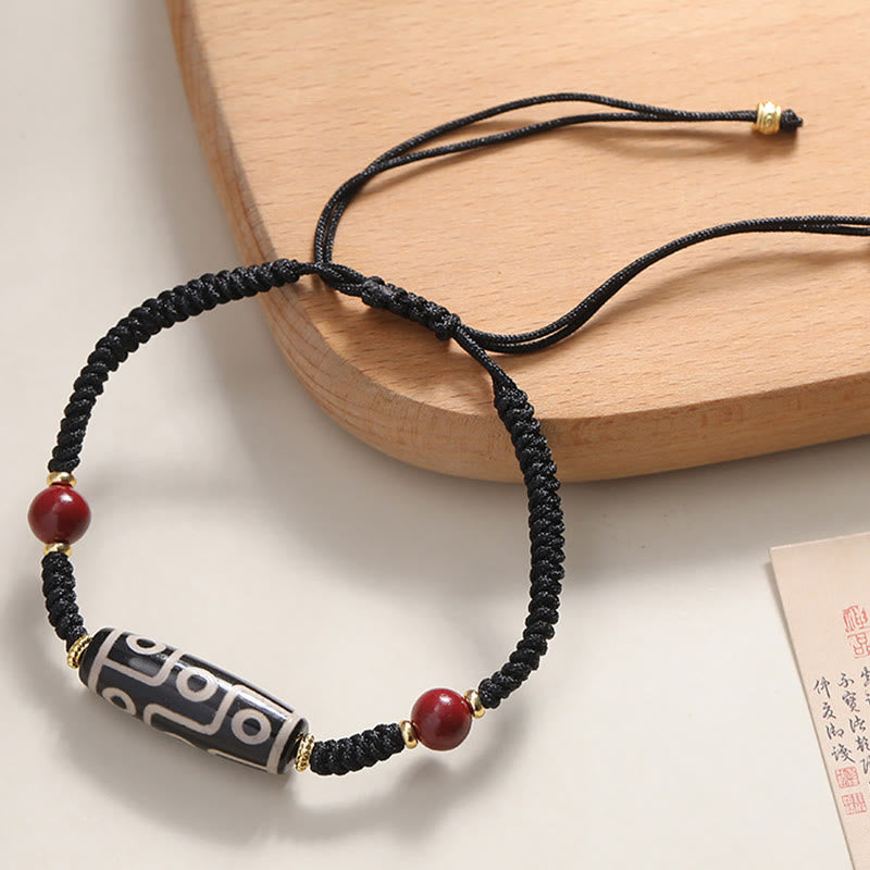 Fortune Jewel Handcrafted Tibetan Nine-eye Dzi Bead Protection Bracelet