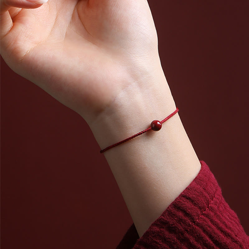Fortune Jewel Natural Cinnabar Red Agate Blessing Red String Bracelet