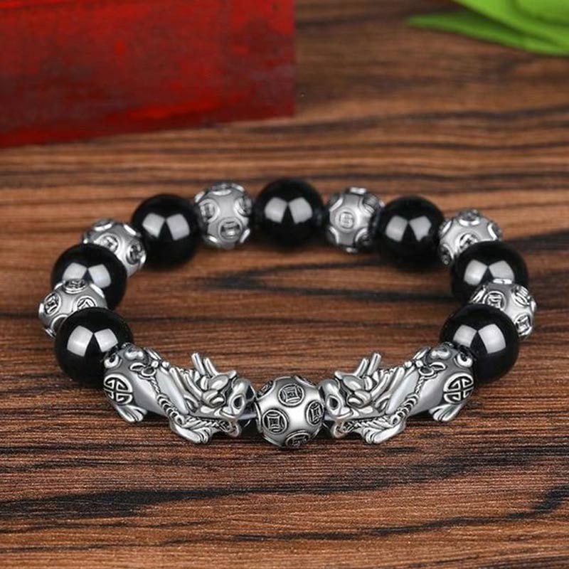 Fortune Jewel Tibetan FengShui PiXiu Obsidian Bracelet