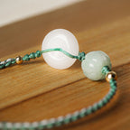 Buddha Stones White Jade Peace Buckle Pumpkin Bead Luck Blessing Braided Bracelet