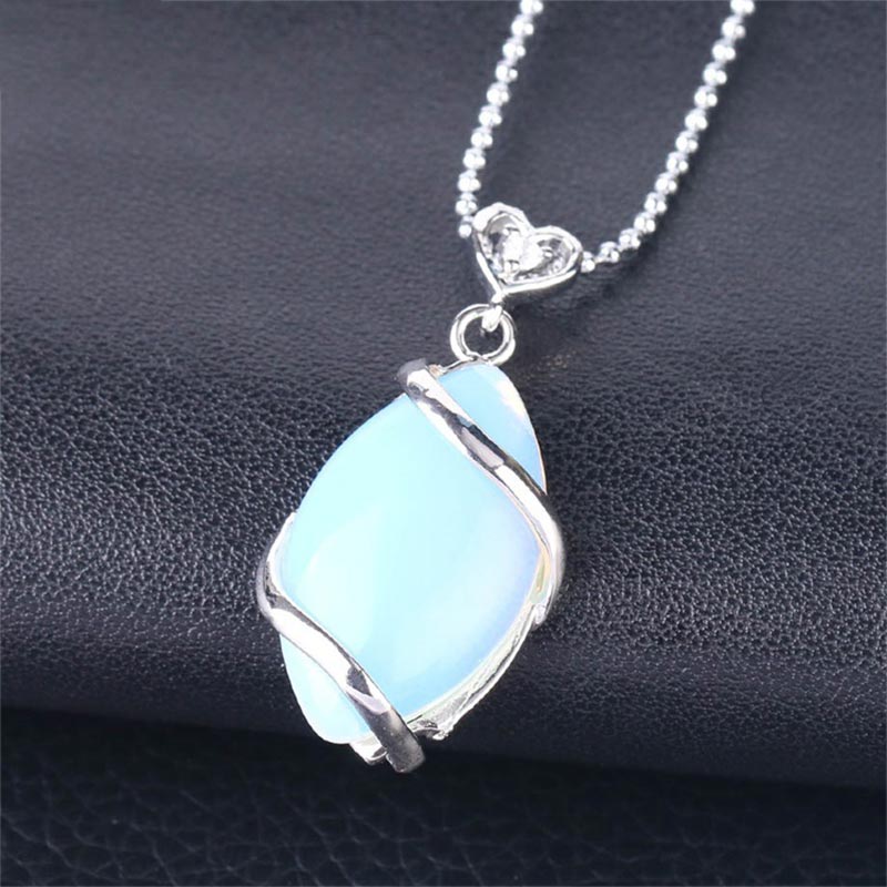 Fortune Jewel Marquise Pattern Natural Crystal Stone Charm Necklace Pendant