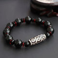 Fortune Jewel Black Onyx Nine-Eye Dzi Bead Wealth Protection Bracelet