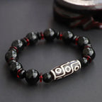 Fortune Jewel Black Onyx Nine-Eye Dzi Bead Wealth Protection Bracelet