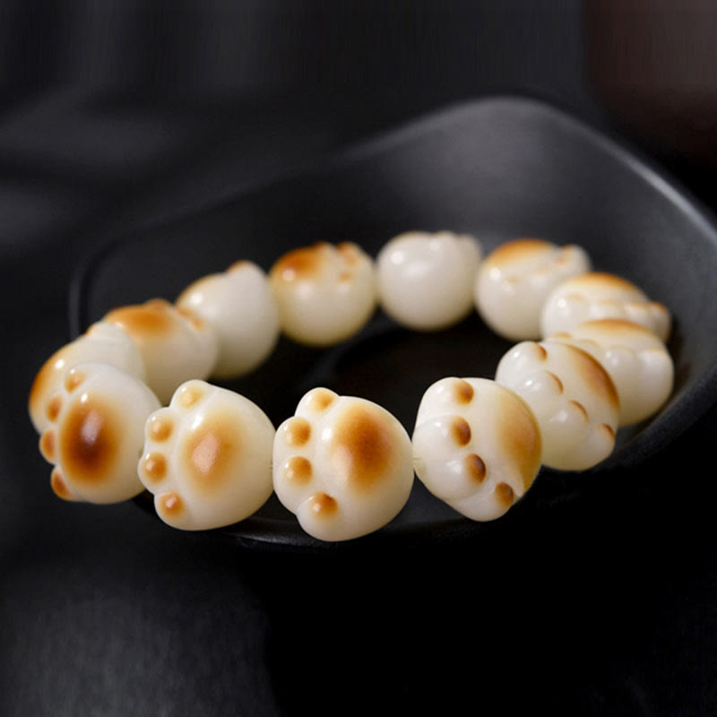Fortune Jewel Cute Cat Paw Claw Bodhi Seed Peace Bracelet
