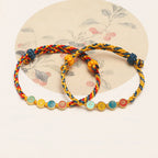 Fortune Jewel Handmade Dunhuang Color Thread Peace And Joy Protection Braid String Bracelet