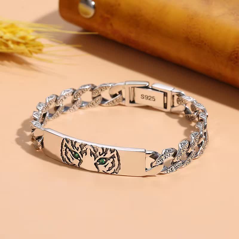 Fortune Jewel Tiger Copper Luck Cuff Chain Bracelet