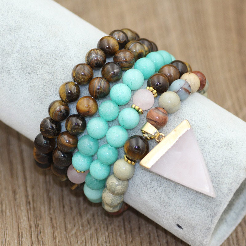 Fortune Jewel 108 Beads Natural Stone Tiger Eye Mala Healing Bracelet