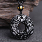 Fortune Jewel Pixiu Obsidian Wealth Pendant Necklace