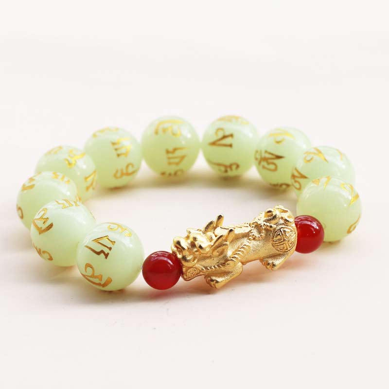 Fortune Jewel FengShui Lucky Pixiu Glowstone Wealth Bracelet
