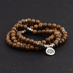 Fortune Jewel Tibetan Lightning Strike Wood Bracelet Lotus Buddha Mala