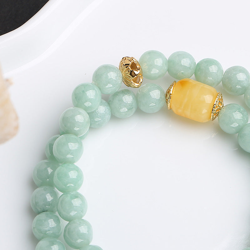 Fortune Jewel 925 Sterling Silver Natural Jade Amber Butterfly Luck Abundance Bracelet