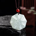 Fortune Jewel Natural Jade Bagua Yin Yang Luck Necklace Pendant Fortune Jewel
