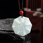 Fortune Jewel Natural Jade Bagua Yin Yang Luck Necklace Pendant Fortune Jewel