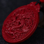 Fortune Jewel Year of the Dragon Natural Cinnabar Dragon Protection Necklace Pendant