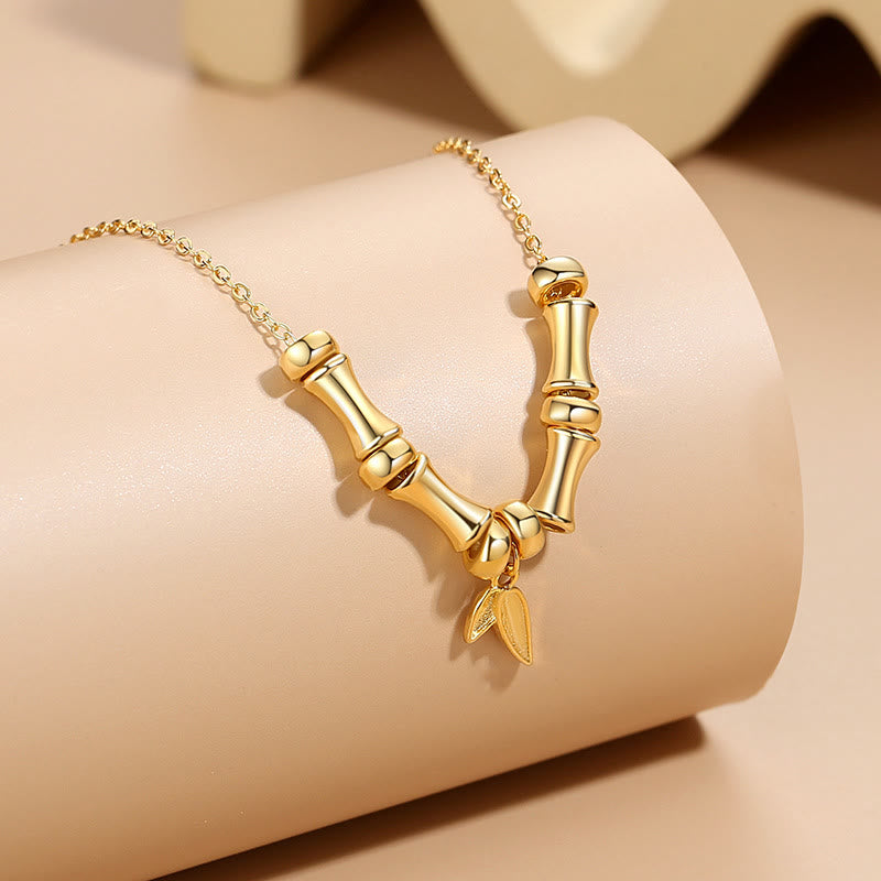 Fortune Jewel Golden Bamboo Pattern Titanium Steel Wealth Necklace Pendant