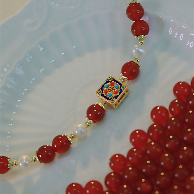 Fortune Jewel Red Agate Pearl Confidence Self-acceptance Bracelet