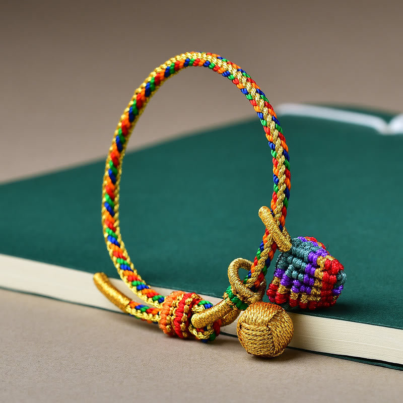 Fortune Jewel Colorful Rope Luck Handmade Zongzi Golden Ball Charm Bracelet