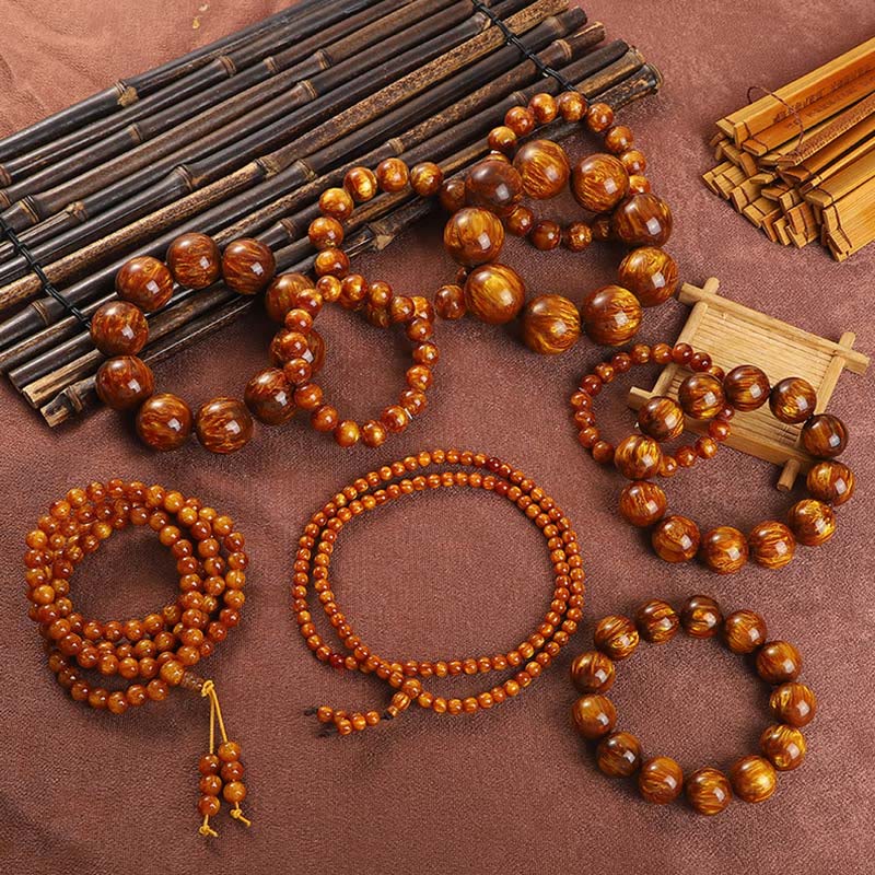 Fortune Jewel Golden Sea Willow Success Positive Bracelet Mala