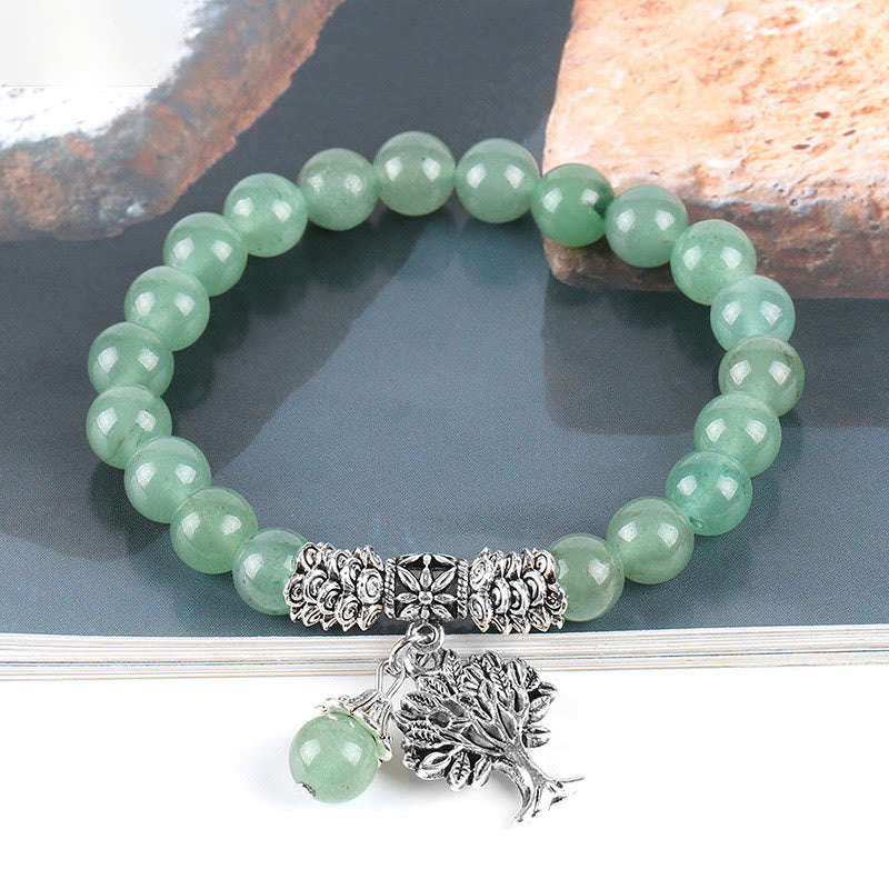 Fortune Jewel Natural Gemstone Tree of Life Lucky Charm Stretch Bracelet