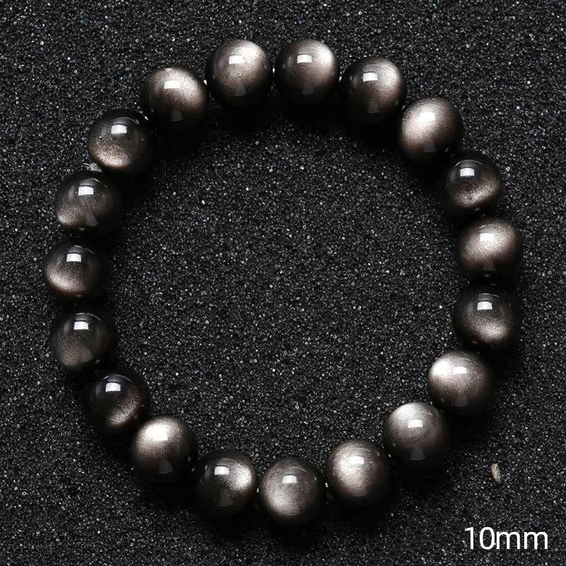 Fortune Jewel Natural Silver Sheen Obsidian Soothing Protection Bracelet
