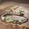 Fortune Jewel Natural Hetian Jade Peace Buckle Luck Braided Bracelet