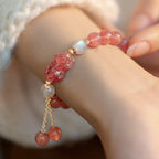 Fortune Jewel Natural Strawberry Quartz Moonstone PiXiu Love Healing Bracelet