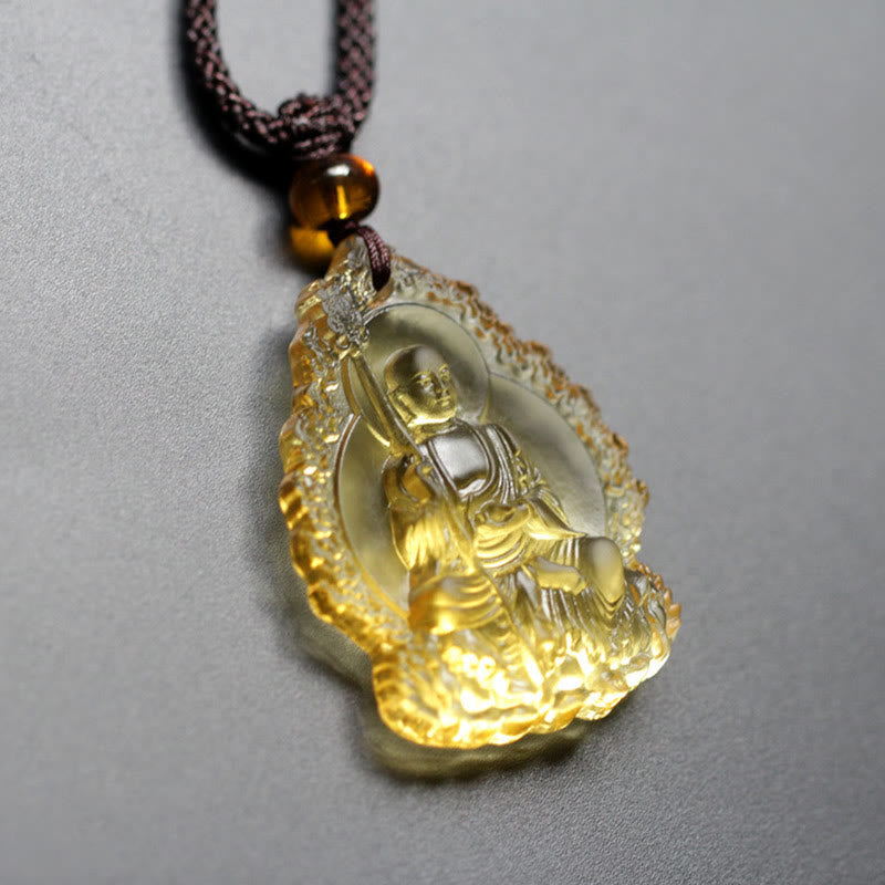 Fortune Jewel Ksitigarbha Buddha Liuli Crystal Serenity Amulet Necklace Pendant Fortune Jewel