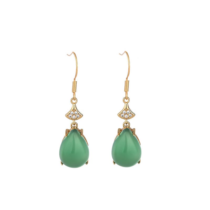 Fortune Jewel Cyan Jade Luck Drop Earrings