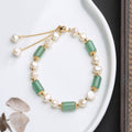 Fortune Jewel Green Aventurine Pearl Pink Crystal Bead Luck Bracelet