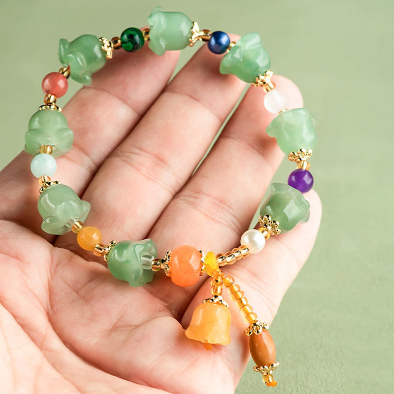 Fortune Jewel Green Aventurine Magnolia Flower Luck Bracelet