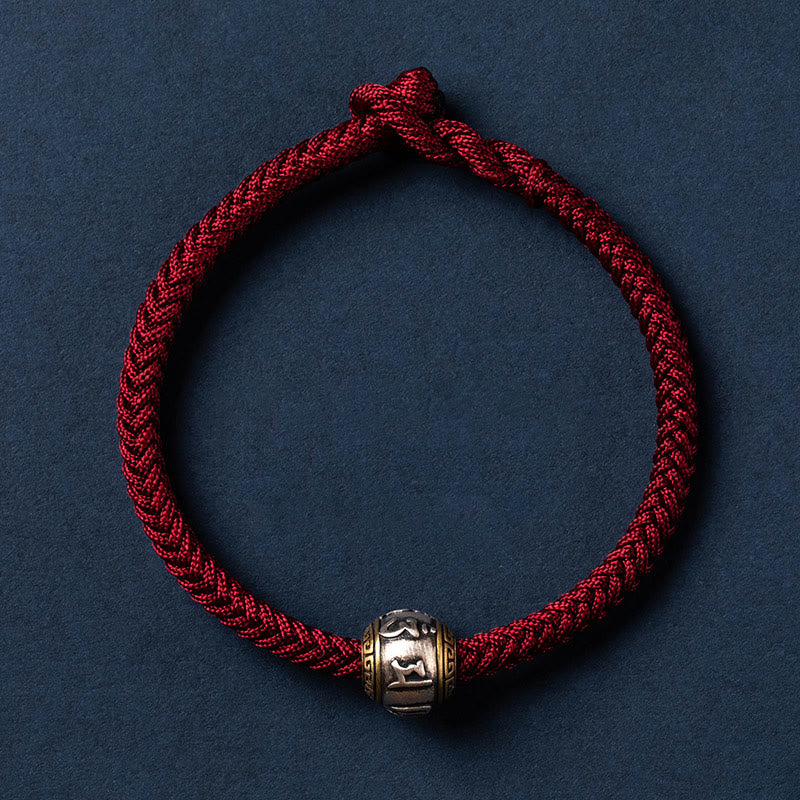 Fortune Jewel 925 Sterling Silver Tibet Handmade Om Mani Padme Hum Luck Protection King Kong Knot Braided Bracelet - Fortune Jewel