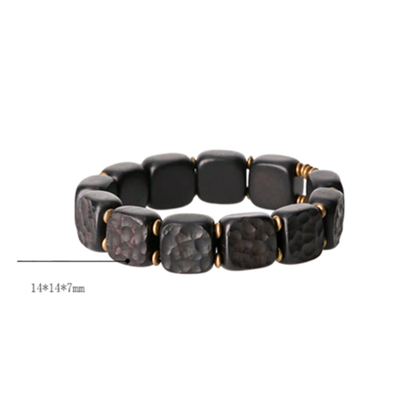 Fortune Jewel Retro Ebony Wood Texture Style Copper Peace Balance Bracelet