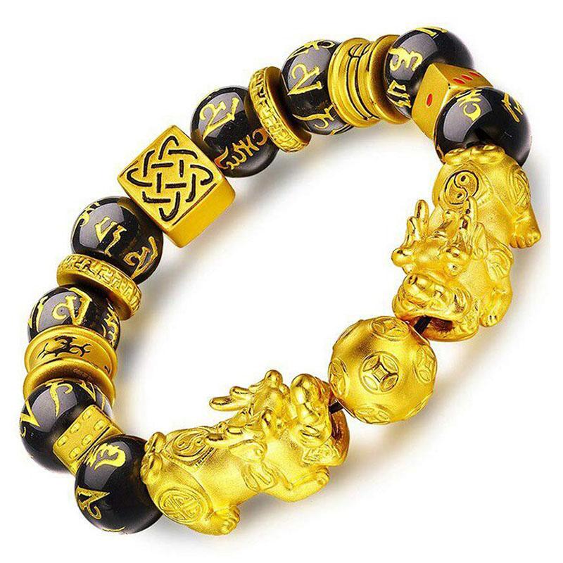 Buddha & Karma Gold-Plated Double Pixiu Bracelet - Extreme Wealth & Protection