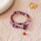 Fortune Jewel Natural Amethyst Citrine Positive Transformation Double Wrap Bracelet