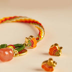 Fortune Jewel Persimmon Red Agate Strength Reincarnation Knot Braid String Bracelet