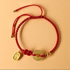 Fortune Jewel Hetian Jade Peace Buckle Fu Character String Luck Bracelet