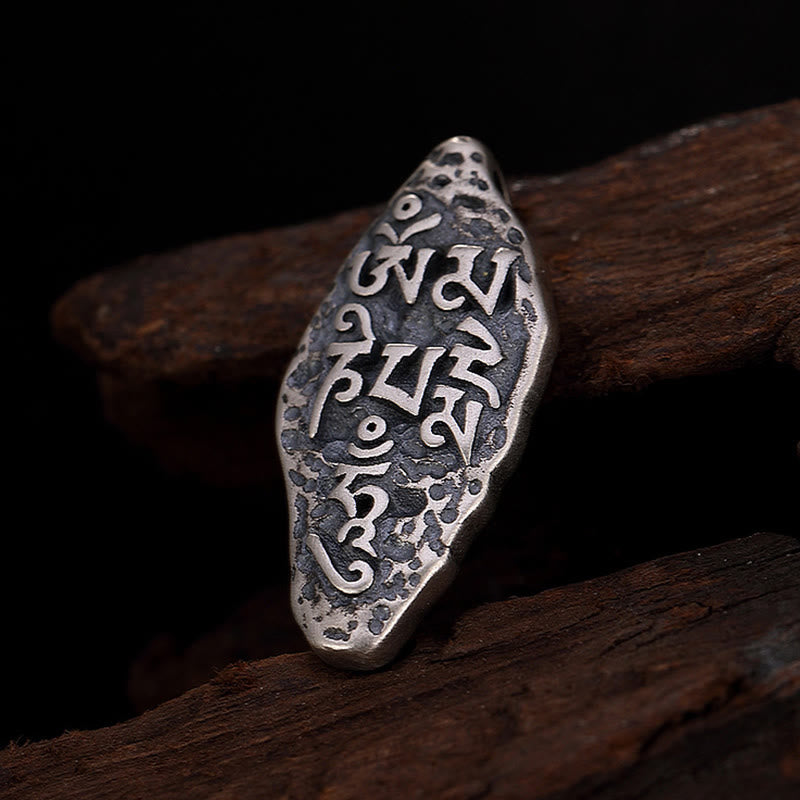 Fortune Jewel Tibetan 925 Sterling Silver Om Mani Padme Hum Dorje Vajra Engraved Strength Necklace Pendant