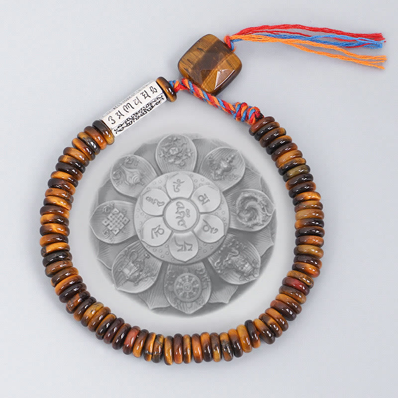 Fortune Jewel Tibetan Tiger Eye Om Mani Padme Hum Protection Power Bracelet