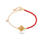 Fortune Jewel 925 Sterling Silver Plated Gold Four Leaf Clover Zircon Luck Bracelet