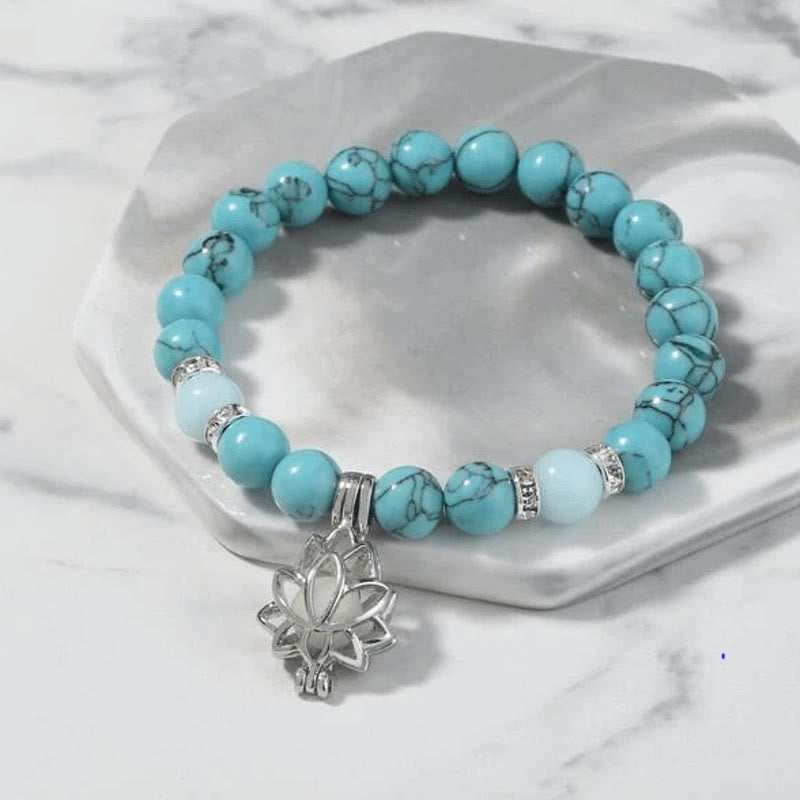 Fortune Jewel Tibetan Turquoise Glowstone Luminous Bead Lotus Protection Bracelet