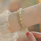 Fortune Jewel 14K Gold Plated 2 Layers Hetian Jade Bead Luck Prosperity Bracelet