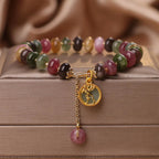 Fortune Jewel Colorful Tourmaline Cute Flower Rabbit Charm Love Bracelet