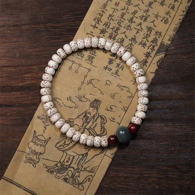 Fortune Jewel Bodhi Seed Small Leaf Red Sandalwood Wisdom Bracelet